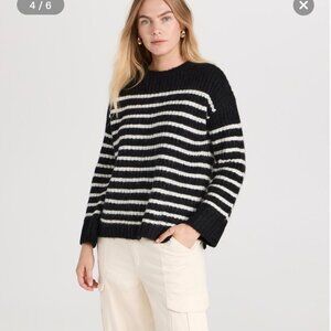 Alex Mill Normandie Alpaca Wool Striped Sweater S Black White Chunky Knit Preppy